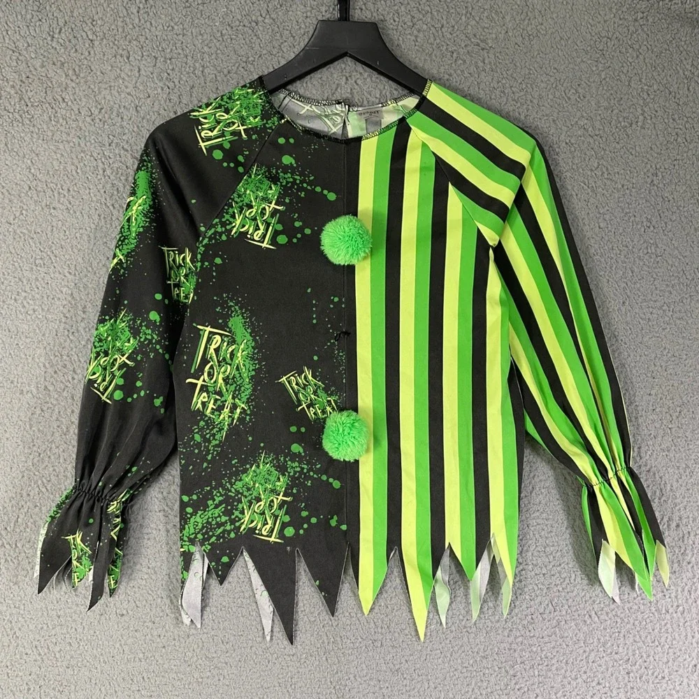 Spirit Halloween Clown Costume Kids Medium Green Black Trick or Treat Outfit‎